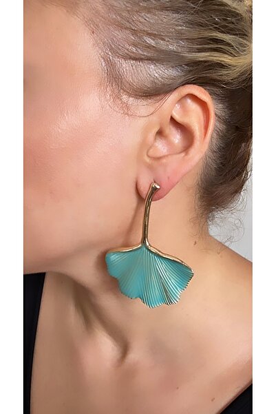 VNS Accessories Ginkgo Leaf Model Long Earrings (7 cm)