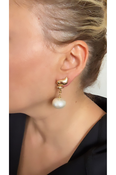 VNS Accessories Design Flat Ball Detail Earrings (4.5 cm)