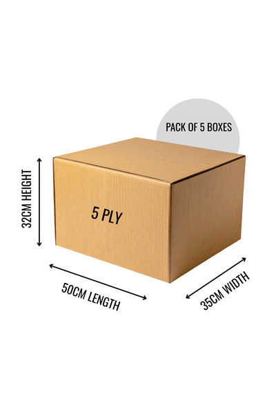 AMSUA Corrugated Moving Boxes 5-Pack | Double Wall 5-Ply Brown Cardboard Cart...