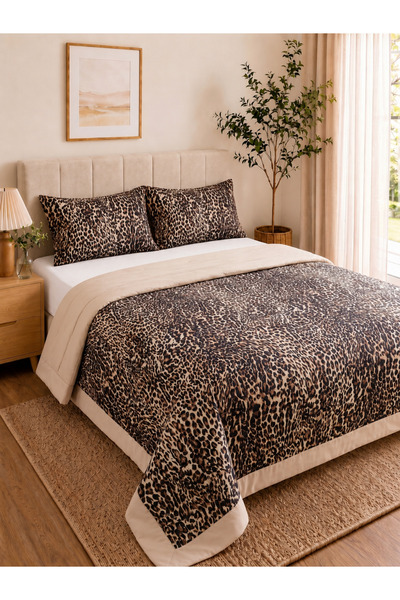 Bella Home Çift Kişilik Pamuk Pike Seti | 200x230 cm | Modern Çerçeve Desenli...