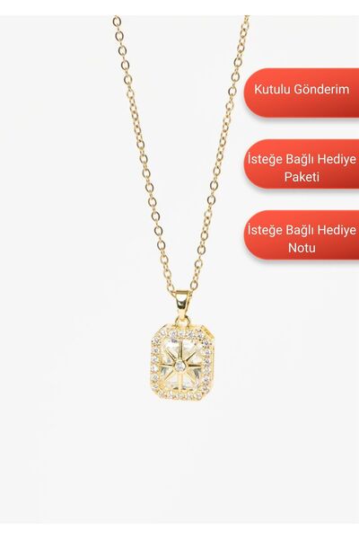 MinAccessory Kutup Yıldızı Detaylı Zirkon Taşlı Baget Çelik Kolye