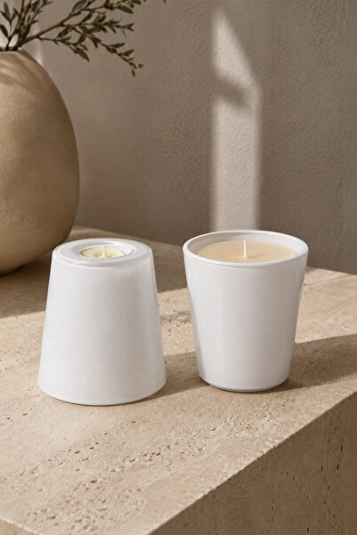 BYC TÜRKİYE 2’li Beyaz Cam Çift Kullanımlı Mumluk | Tealight ve Bardak Mum İç...