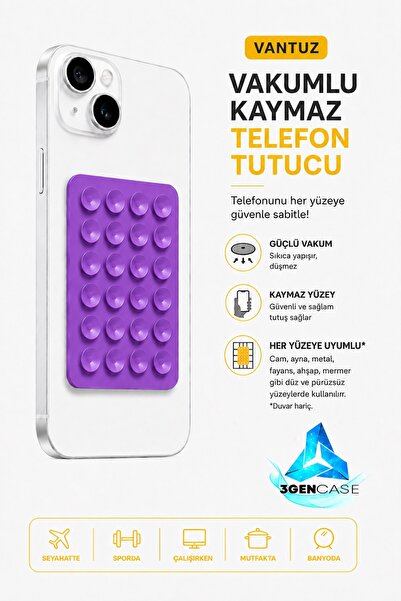 3GEN CASE Cep Telefonu Tutucu Vantuz Vakumlu Kaymaz Tüm Telefonlar ile Uyumlu...