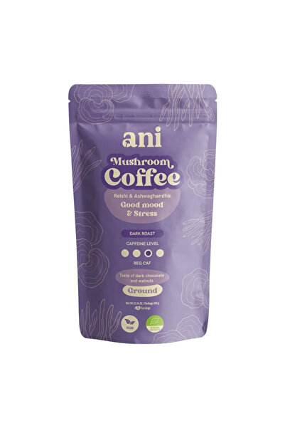 Anı Cafea măcinată 100% Arabica Bio cu ganoderma și ashwagandha, 350 g,