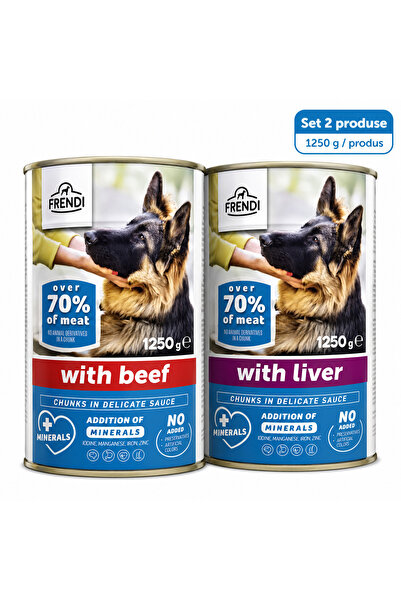 FRENDİ Dog, hrana umeda pentru caini, Set 2 conserve, Mix Vita, Ficat, 2 x 12...