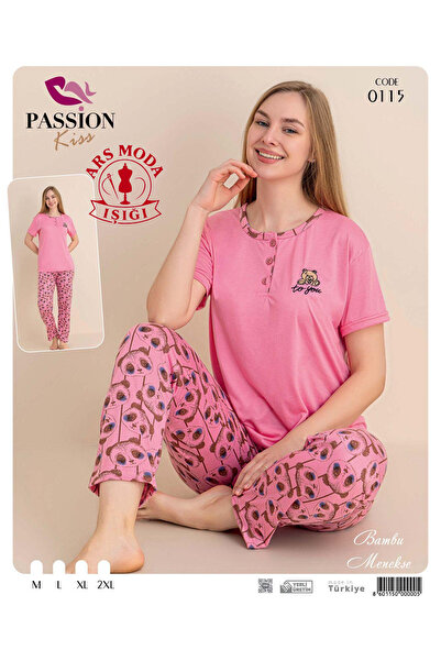 ars moda ışığı Women's Pajama Set Bamboo Fabric Pink