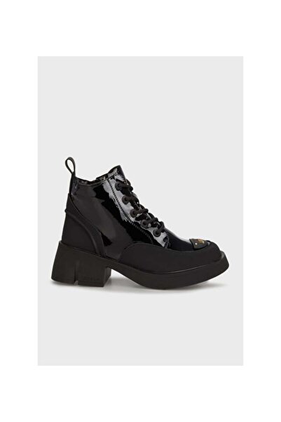 Guja Women's Zipper Detailed Lace-Up Thick Heeled Patent Leather Sports Boots...