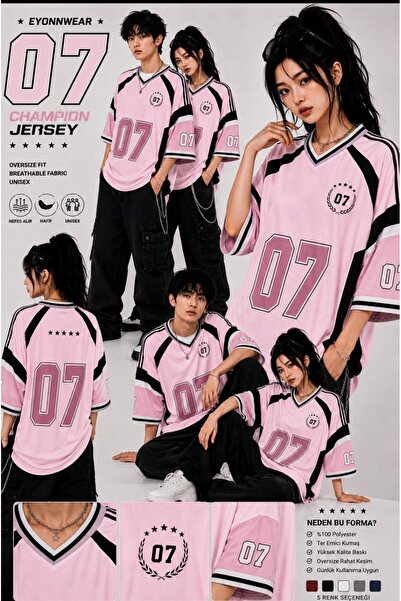 eyonnwear Unisex 07 Printed Blokecore Vintage Oversize Jersey