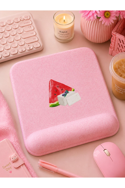 matizya Karpuz ve Peynir Desenli Bilek Destekli Mousepad 23x19 cm Ergonomik K...