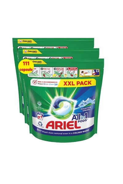 Ariel Mountain Spring Detergent automat de rufe, 3x37 capsule, 111 spălări