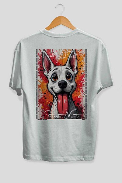 Ankhises For Dog Lovers 45 Back Dog Print White Oversize T-Shirt 100% Cotton ...