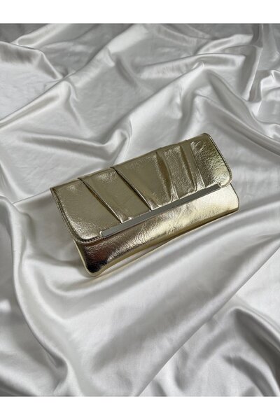 Mia Collection Holly Model Düğün Nişan Abiye Çanta Clutch Çanta Gold