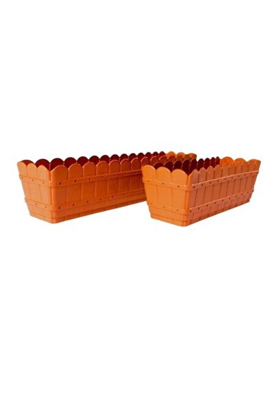 sterk Jardinieră din plastic maro rustic, cu tavă, 40cm X 12cm X 13.5cm, brand