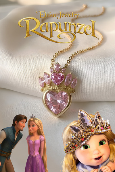 Elifsu Jewelry Çelik Rapunzel Tacı Model Zirkon Taşlı Kalpli Kolye