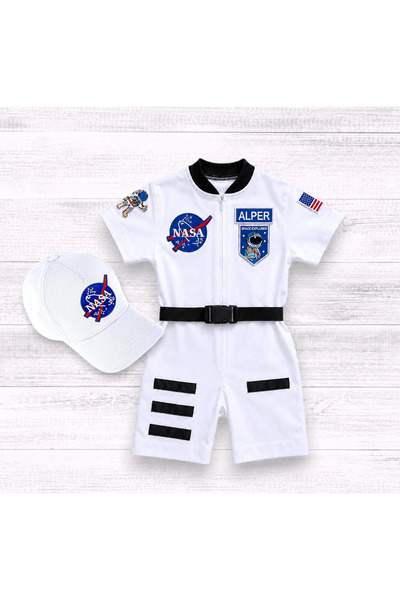 Mum Design Gifts Kişiye Özel İsimli Nasa Astronot Çocuk Tulumu Ve Şapka Doğum...
