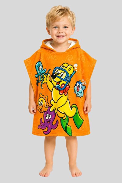 Haribo Cute Teddy Bear with Glasses Patterned Children's Towel Poncho