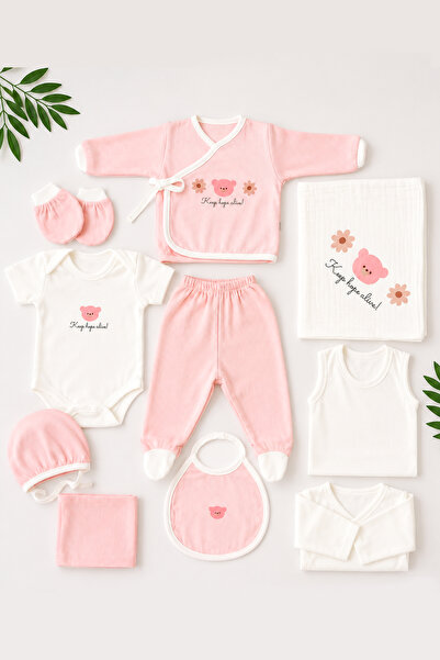 Sitilin Baby Girl Newborn Embroidered Fancy Natural Muslin 10-Piece Luxury Ho...