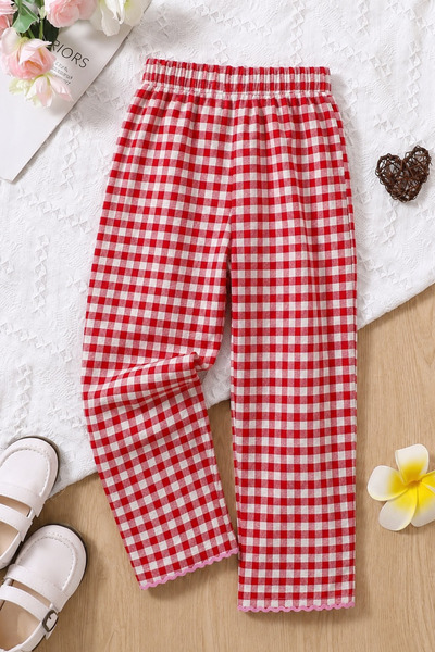 FESSHERA KİDS Girl's Bottoms 100% Cotton Seersucker Fabric Without Pockets El...