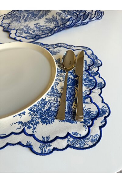 NURHAN HOME COLLECTION Toile De Jouy Desenli Lüks Amerikan Servis 6'lı Set - L'Antique Serisi
