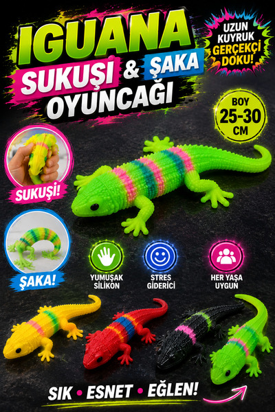 Ayver 1 ADET SQUISHY SUKUŞİ IGUANA KERTENKELE YUMUŞAK OYUNCAK STRES OYUNCAĞI ...