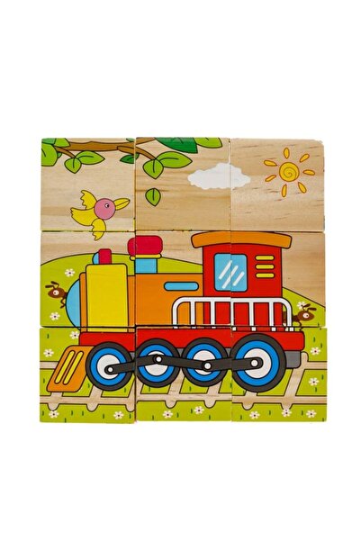 OEM Cuburi puzzle din lemn Vehicule (9 piese) 10.3 x 10.3 x 3.5 cm