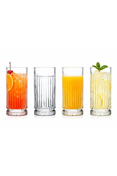 OEM Set de 4 pahare de sticlă pentru cocktailuri, sucuri proaspete, apă, 365 ml