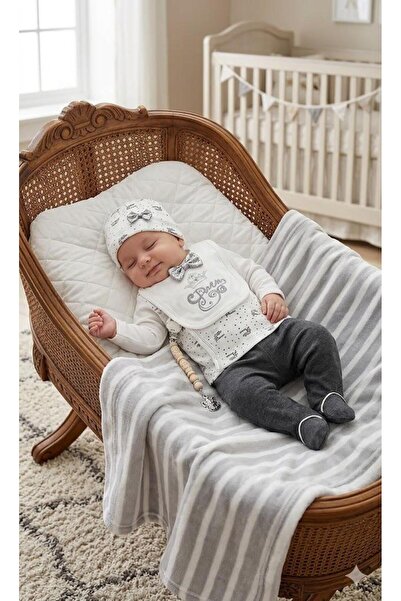 Yağmur Giyim Babyi̇m Prince Patterned Self-Gloved 100% Cotton 4 Piece Hospita...