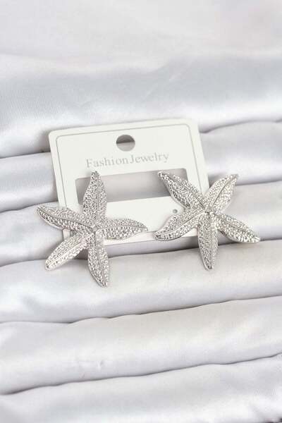 Inure Jewelry Silver Color Brass Starfish Model Women's Earrings