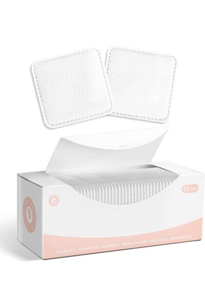 Arabest Square Cotton Pads,100% Cotton,60 Count,Triple-Layer Design,No Sheddi...