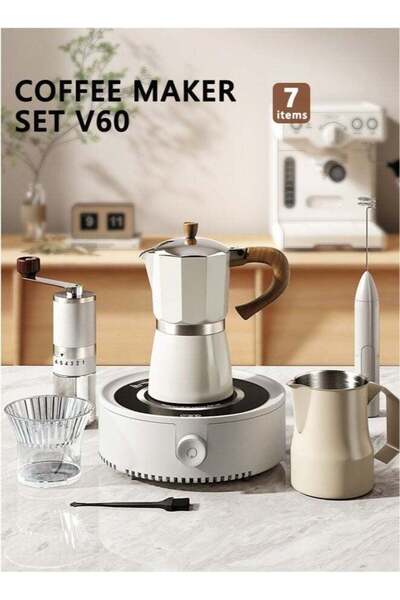 Arabest V60 Coffee Maker Set, 300ml Stovetop Espresso with Electric Ceramic C...