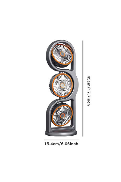 MACON 360° Circulation Three Head Table Fan, Rechargeable 5 Speed Wind Deskto...