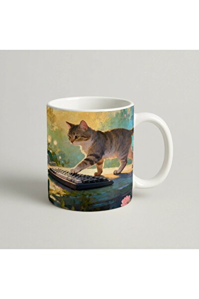 Petgifts Cana Cadou Personalizat Amuzanta Cu Mesaj Keyboard Cat - Ceramica 33...
