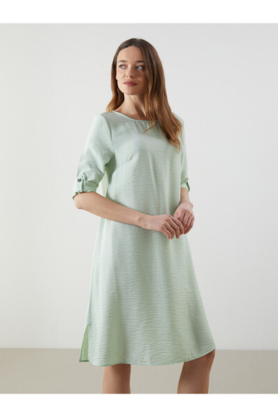 LC Waikiki Zero Roba Collar Plain Linen-Look Dress for Style Enthusiasts from...