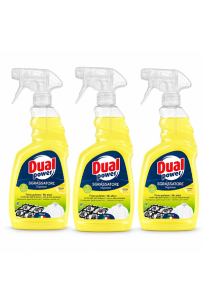 Dual Power Set de 3 x Sgrassatore Limone, spray degresant universal, putere m...
