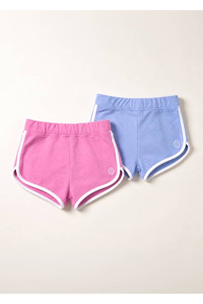 Ozmoz By Mukadder Özden Organic 100% Cotton Sport Cut Girls' Beach Shorts Set