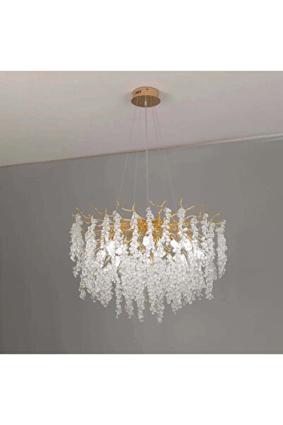 La Cucu Candelabru Cristal WALTZ Cascade, 5x G9, Auriu, 45cm, Inaltime Reglabila