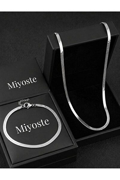 Miyoste Gümüş Renk İtalyan Kolye Ve Bileklik Seti
