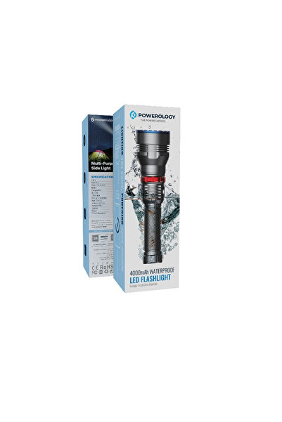 Powerology 1000LM/900M Rechargeable LED Flash Light Black