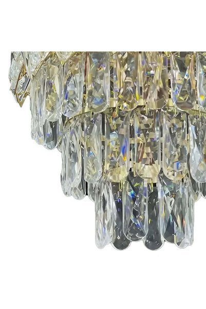 La Cucu Candelabru Cristal WINDSOR Petito 3xE27, Diametru 30cm, Auriu Lucios, Inaltime Reglabila