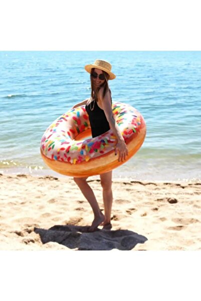 Mıncır Toys 114 cm Donut Desenli Şişme Deniz Simidi – Büyük Boy Havuz Simidi,...