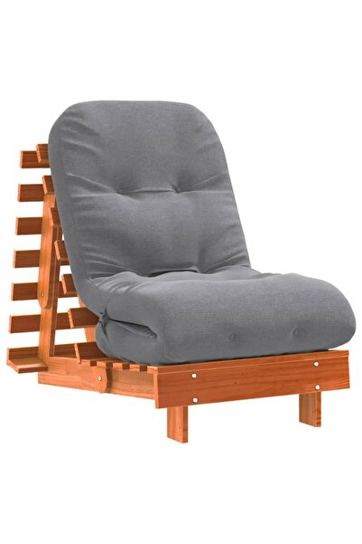 vidaxl Canapea futon cu saltea, maro, 60x206x11 cm, lemn masiv de pin