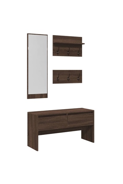 vidaxl Set mobilier de hol, 4 piese, stejar maro, lemn prelucrat