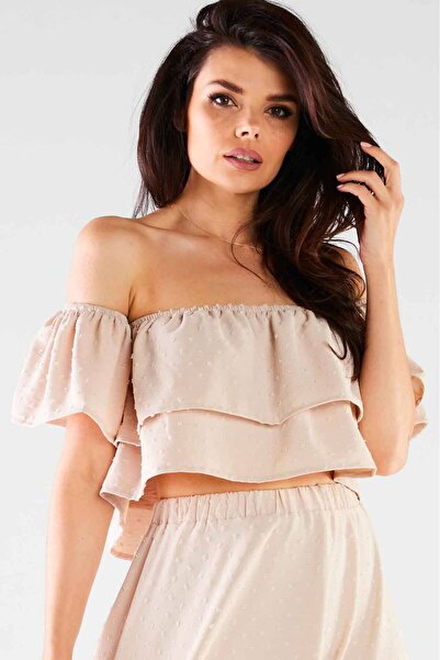 Awama Bluza Dama, Awama, Elastan,Bej, L-XL