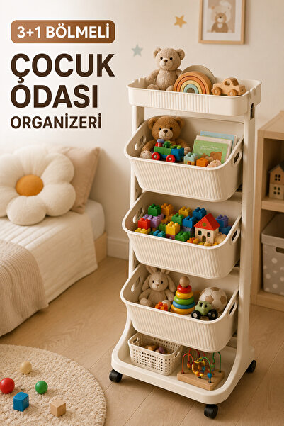 Funny Life 3+1 Bölmeli Tekerlekli Oyuncak Düzenleyici Organizer – Çocuk Odası...