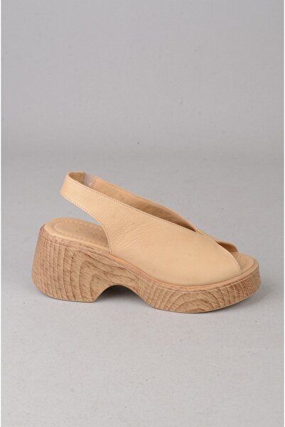 SEÇ KUNDURA Seç 4126 Genuine Leather Heel-Headed Women's Sandals (Heel:6.5Cm ...