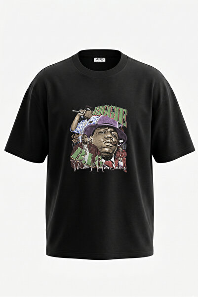 Anetos Tricou oversize negru din bumbac cu imprimeu pe spate Notorious BIG De...