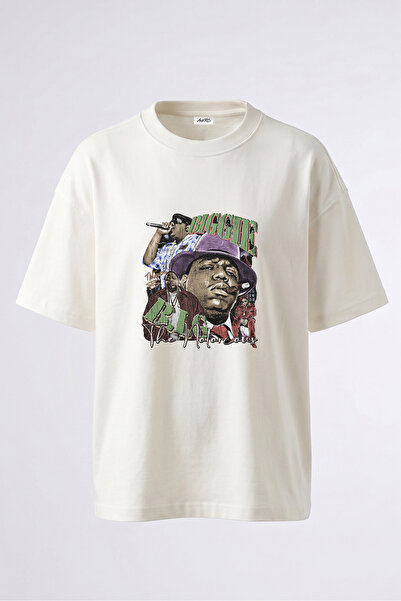 Anetos Notorious BIG dizajn, pamučna bela oversize majica sa štampanim leđima