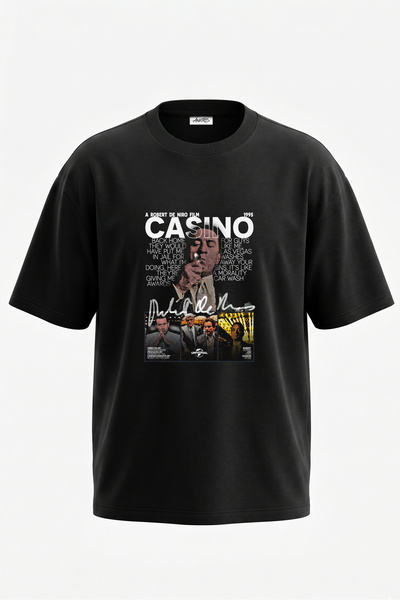 Anetos Kazino Robert De Niro dizajn, pamučna crna oversize majica sa otiskom ...