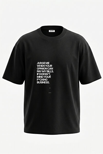 Anetos Tricou oversize negru din bumbac cu imprimeu pe spate Mind Your Busine...