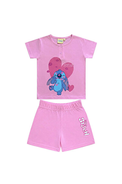 Stitch Παιδικές πυτζάμες, κοντομάνικες, 100% Βαμβάκι, ροζ, Ήρωας